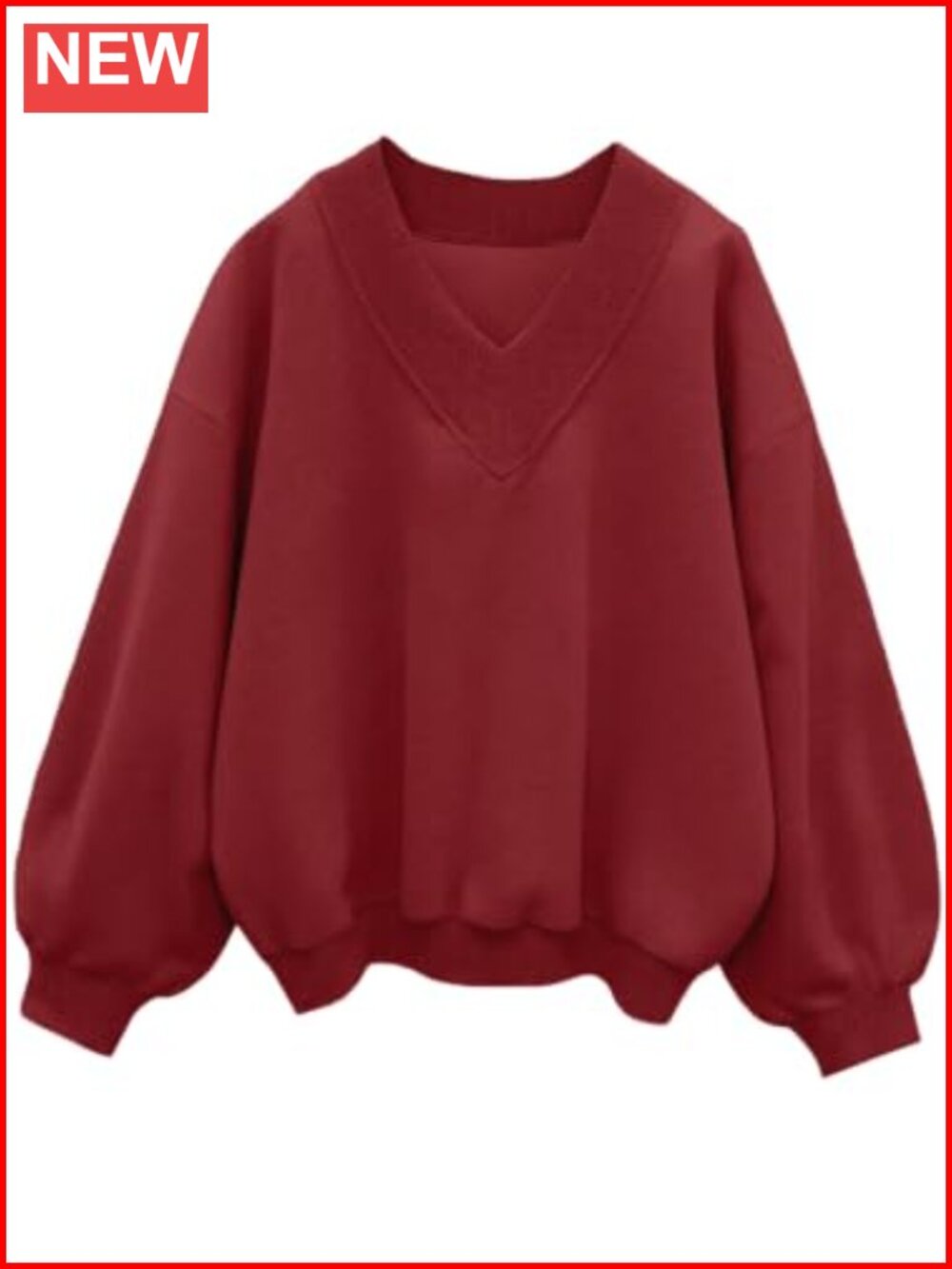 Oversized Fleece Pullover V-Neck Sweatshirt, Long Sleeve